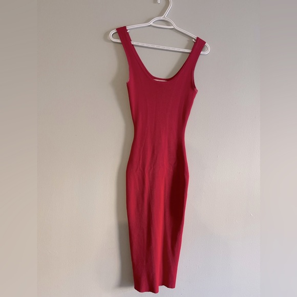 Revamped Dresses & Skirts - Revamped 3/4 length ribbed bright red bodycon maxi dress size large